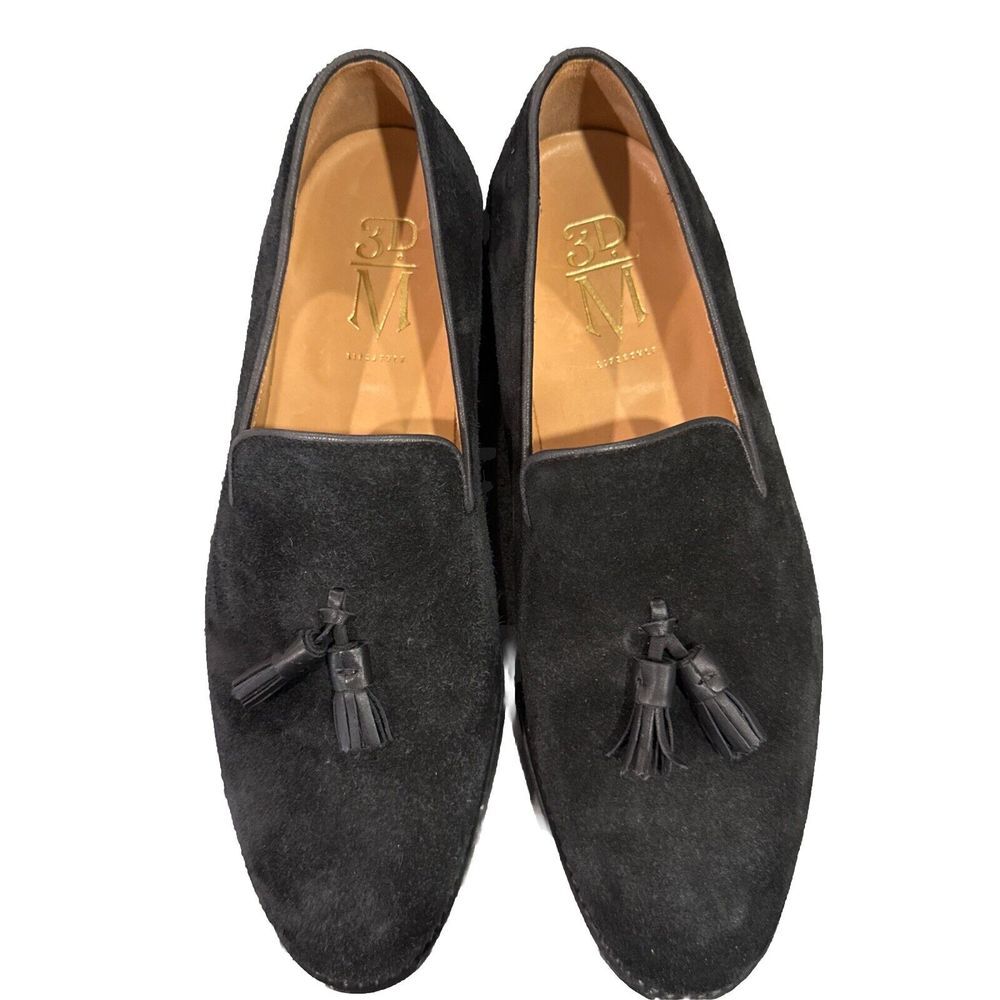 3DM Mens 8-8.5 Black Suede Tassel Loafers - Immaculate.
